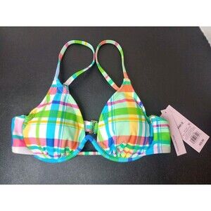 Women's Underwire Bralette Bikini Swim Top  Wild Fable Plaid Size X-Small XS